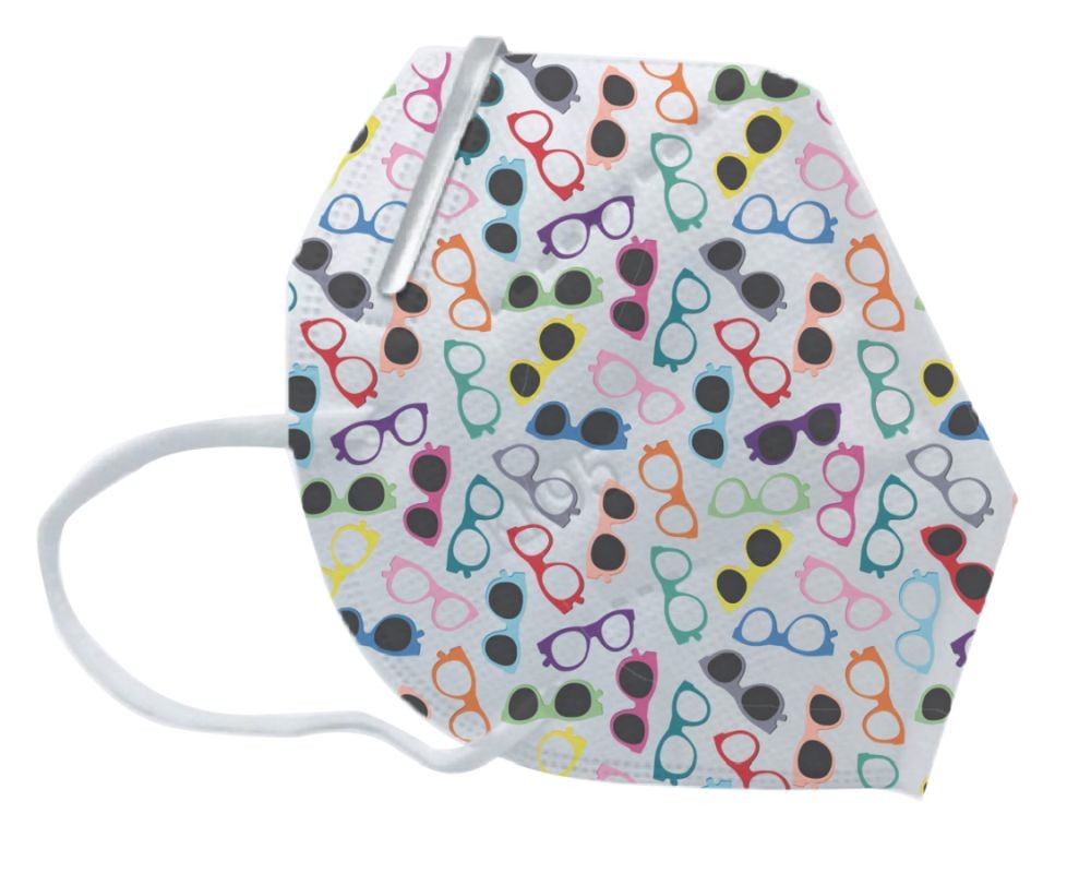 Deluxe Disposable KN-95 Mask with Eyeglass Pattern Print (Civil Use) (Box of 20) ($3.50/mask)